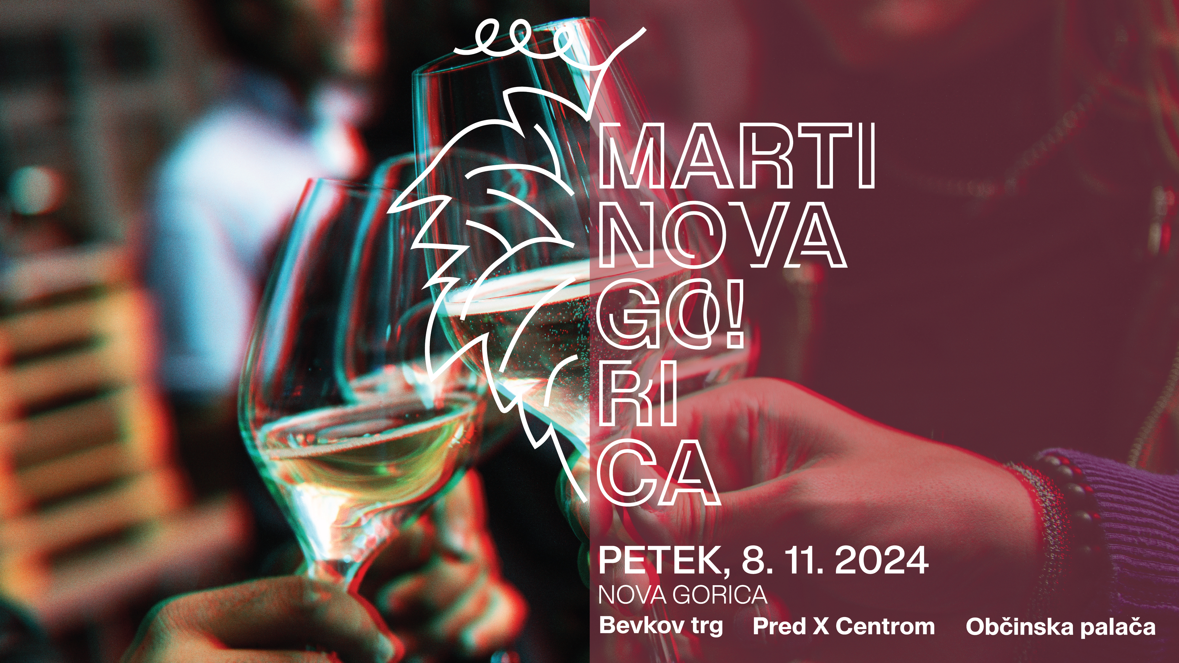 Grafika za martinovanje, ki bo v petek, 8. 11. 2024, na Bevkovem trgu v Novi Gorici