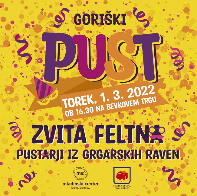Reklamni plakat za pustovanje z naslovom Goriški pust.