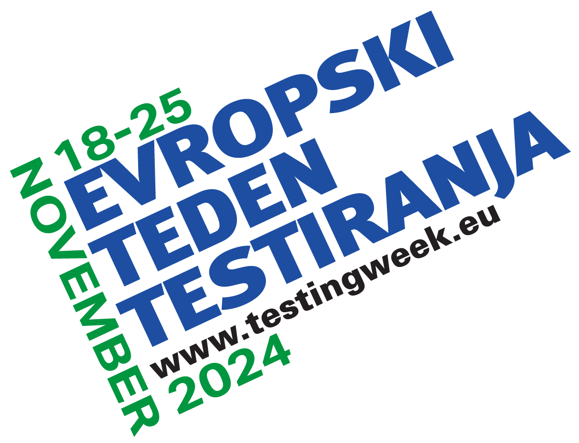 Logotip Evropskega tedna testiranja, ki bo potekal od 18. do 25. nvembra 2025.